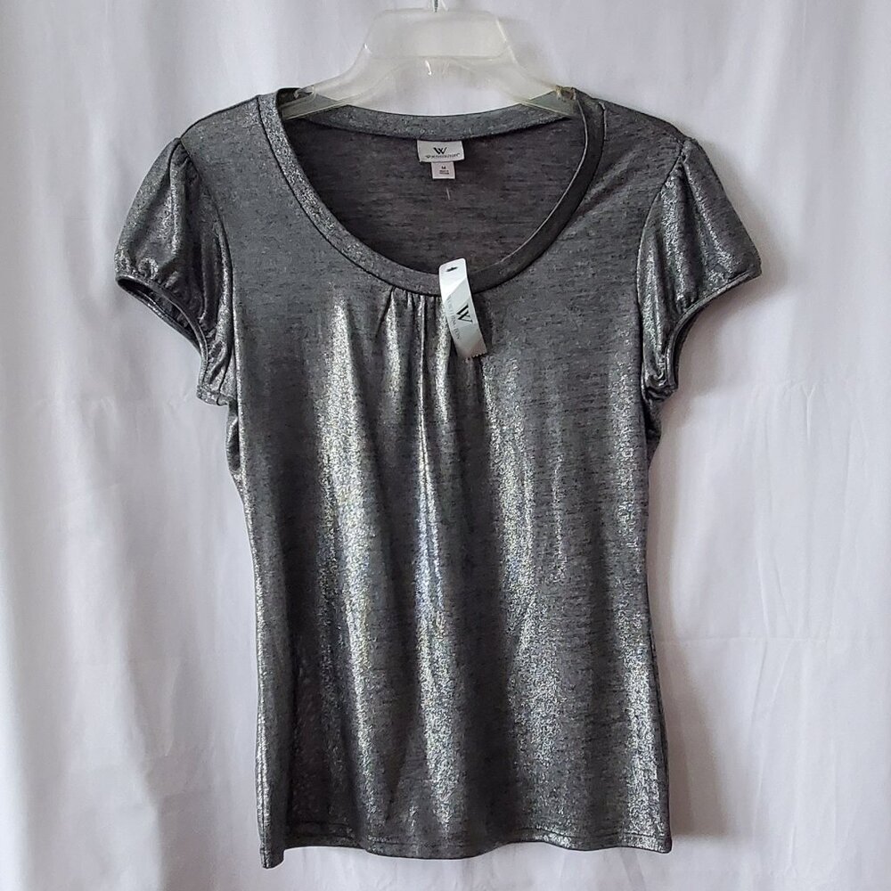 SALE! Worthington Silver Shell Cap Sleeve top size: M  NWT!!